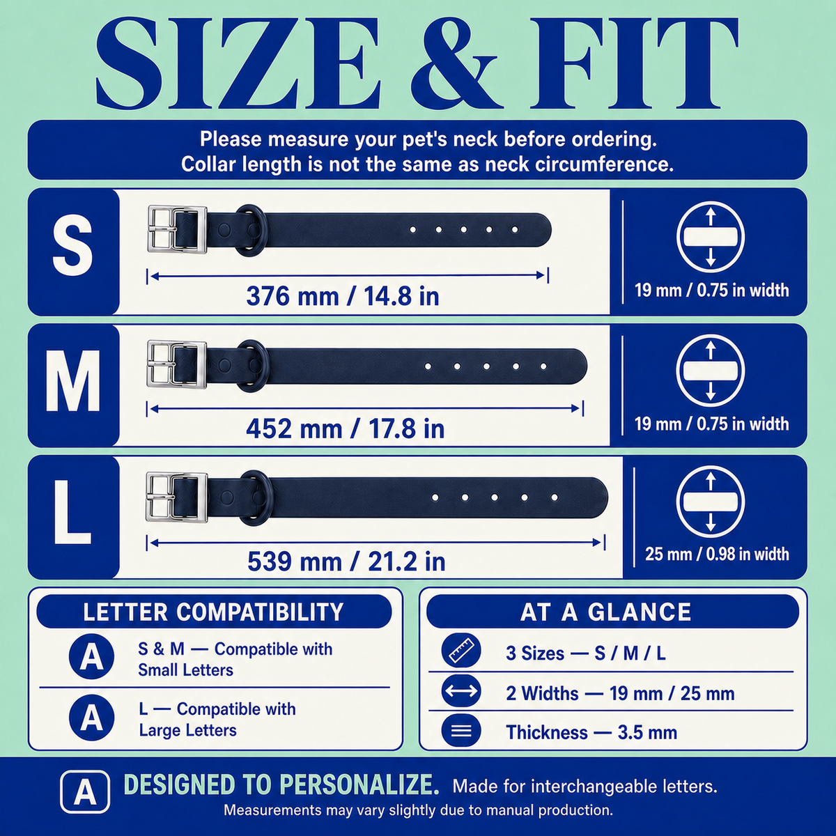 Dark Blue Custom Pet Collar