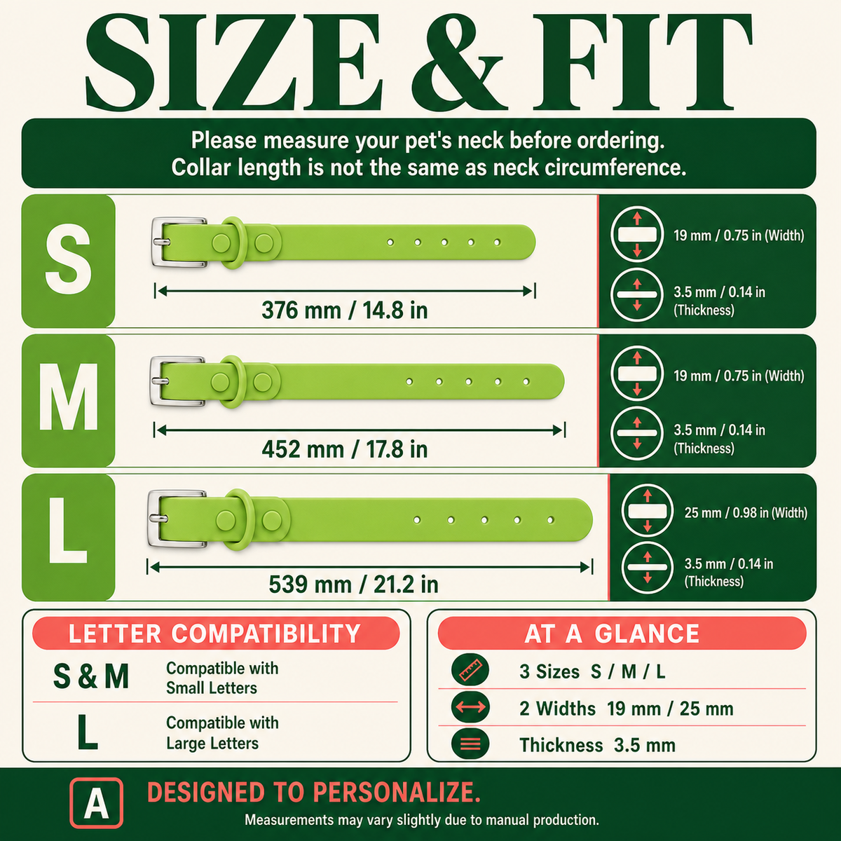 Green Custom Pet Collar