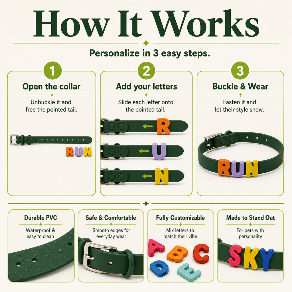Dark Green Custom Pet Collar
