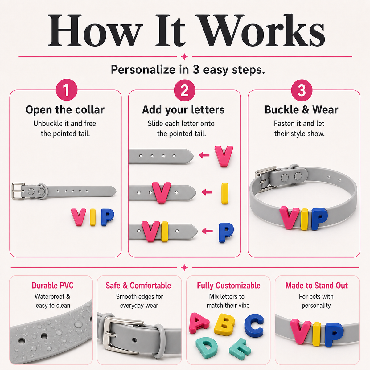 Gray Custom Pet Collar