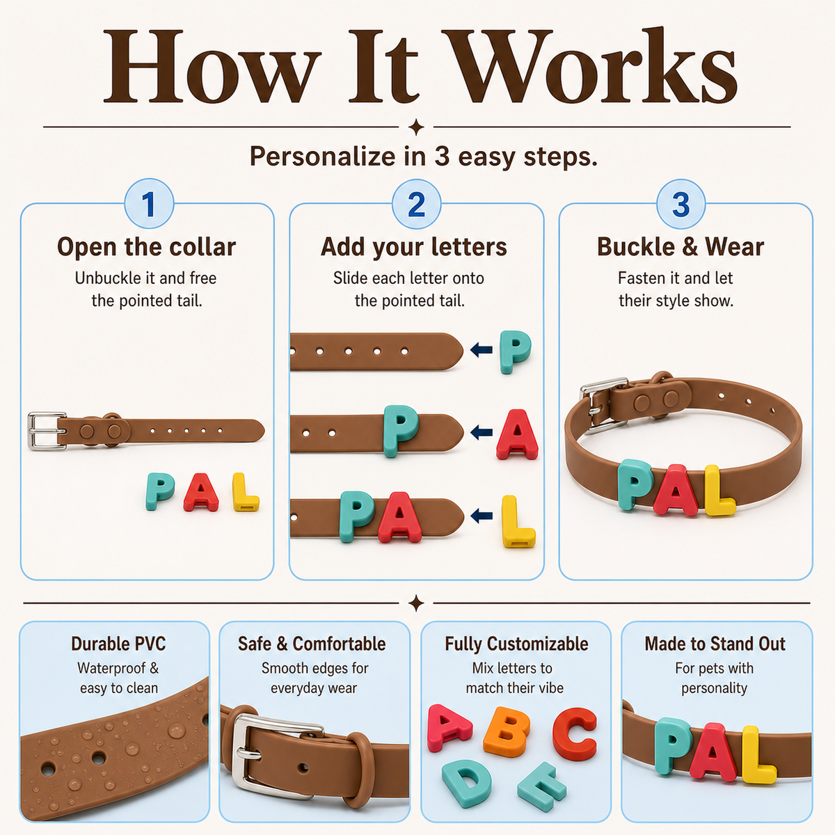 Brown Custom Pet Collar