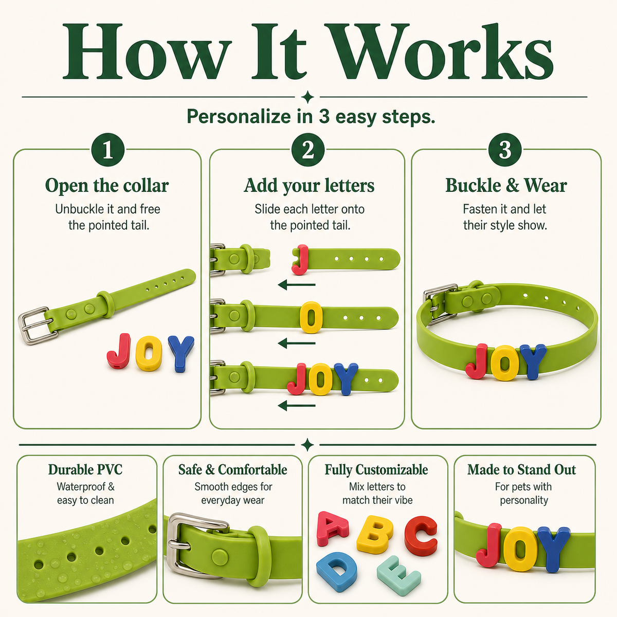 Green Custom Pet Collar