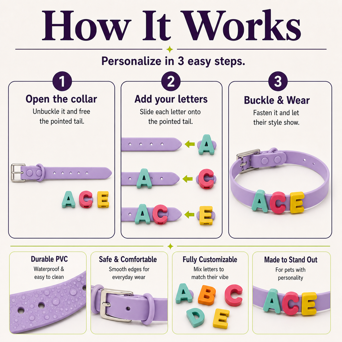 Purple Custom Pet Collar