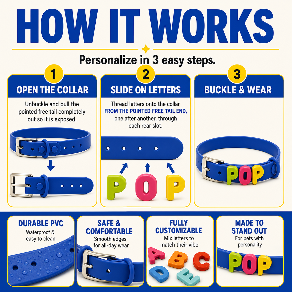 Blue Custom Pet Collar