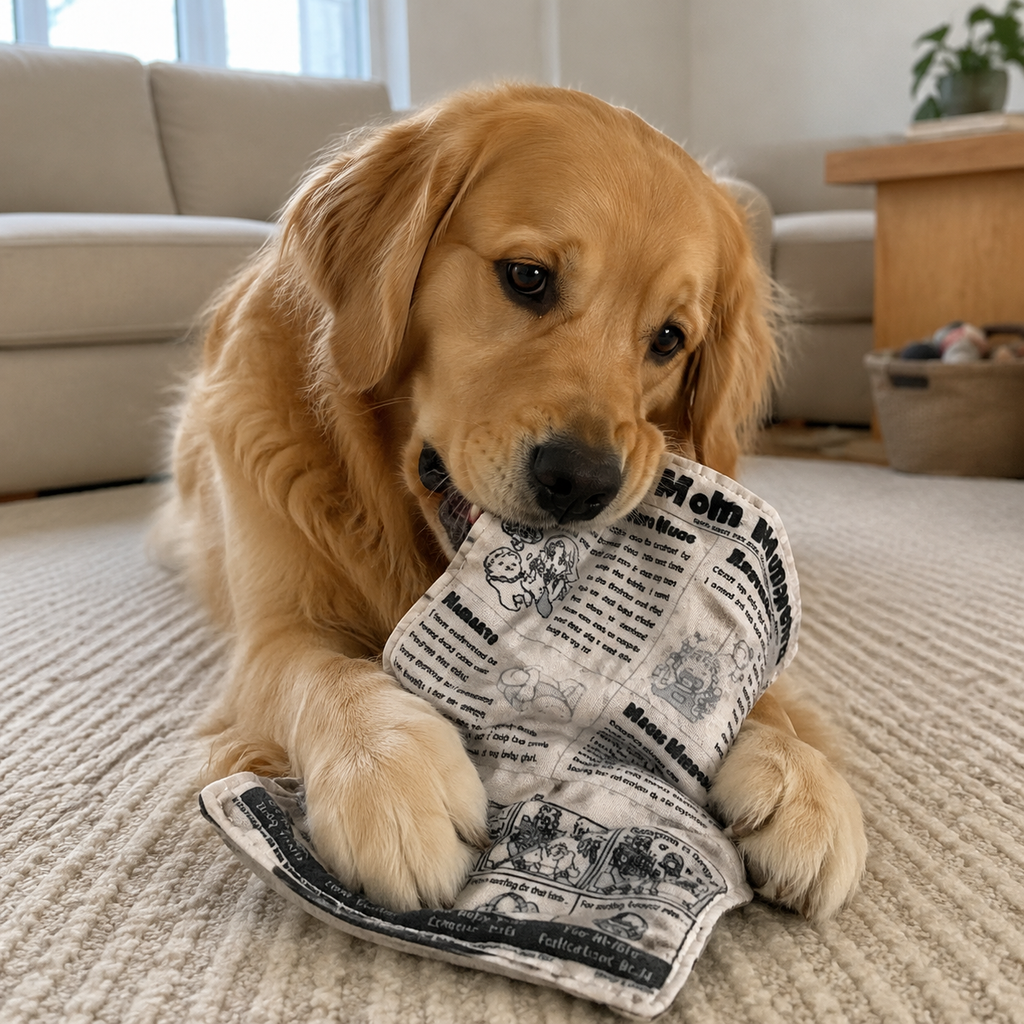 El perrito de papel | Juguete de papel de periódico arrugado para perros curiosos