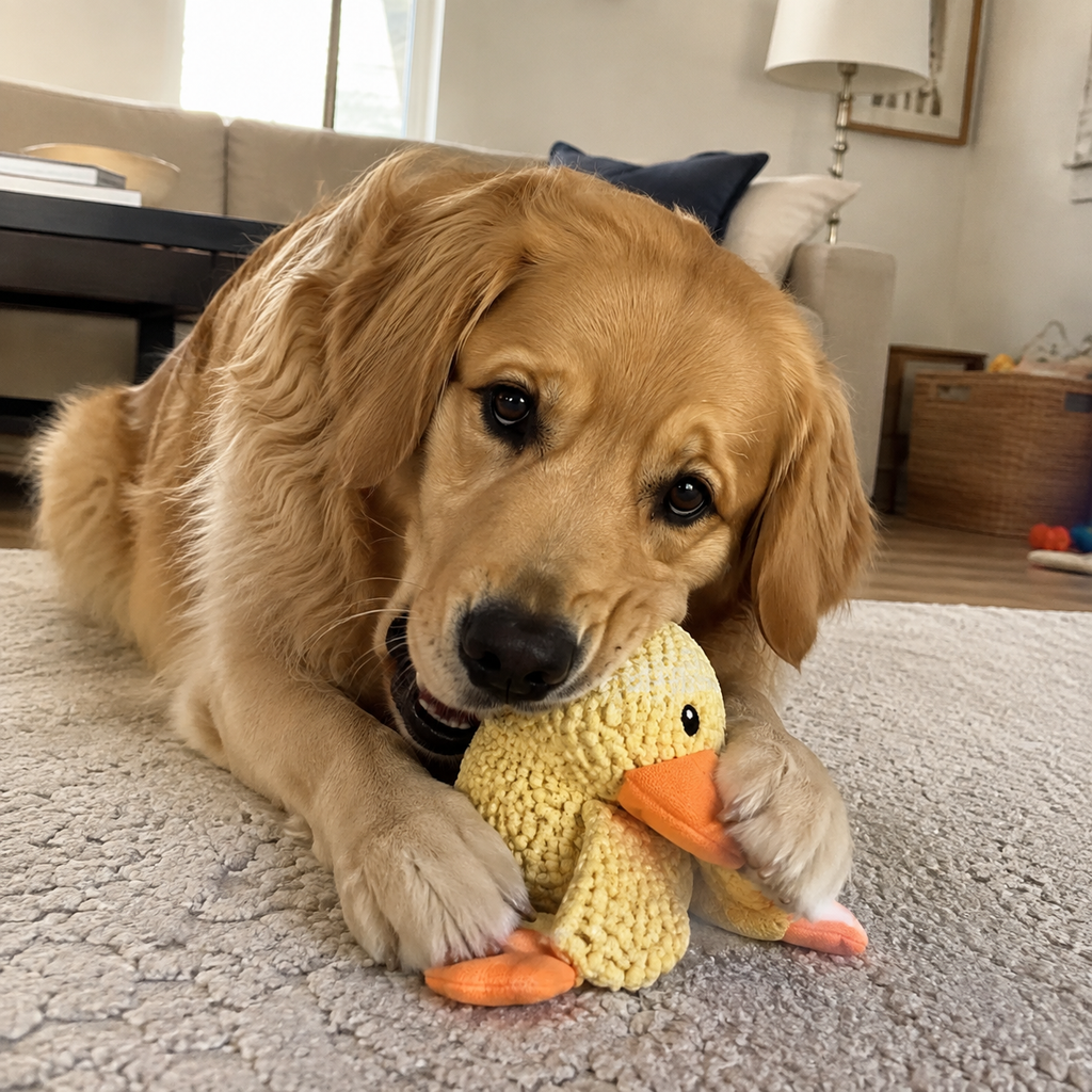 El compañero pato acogedor | Peluche suave con sonido para perros